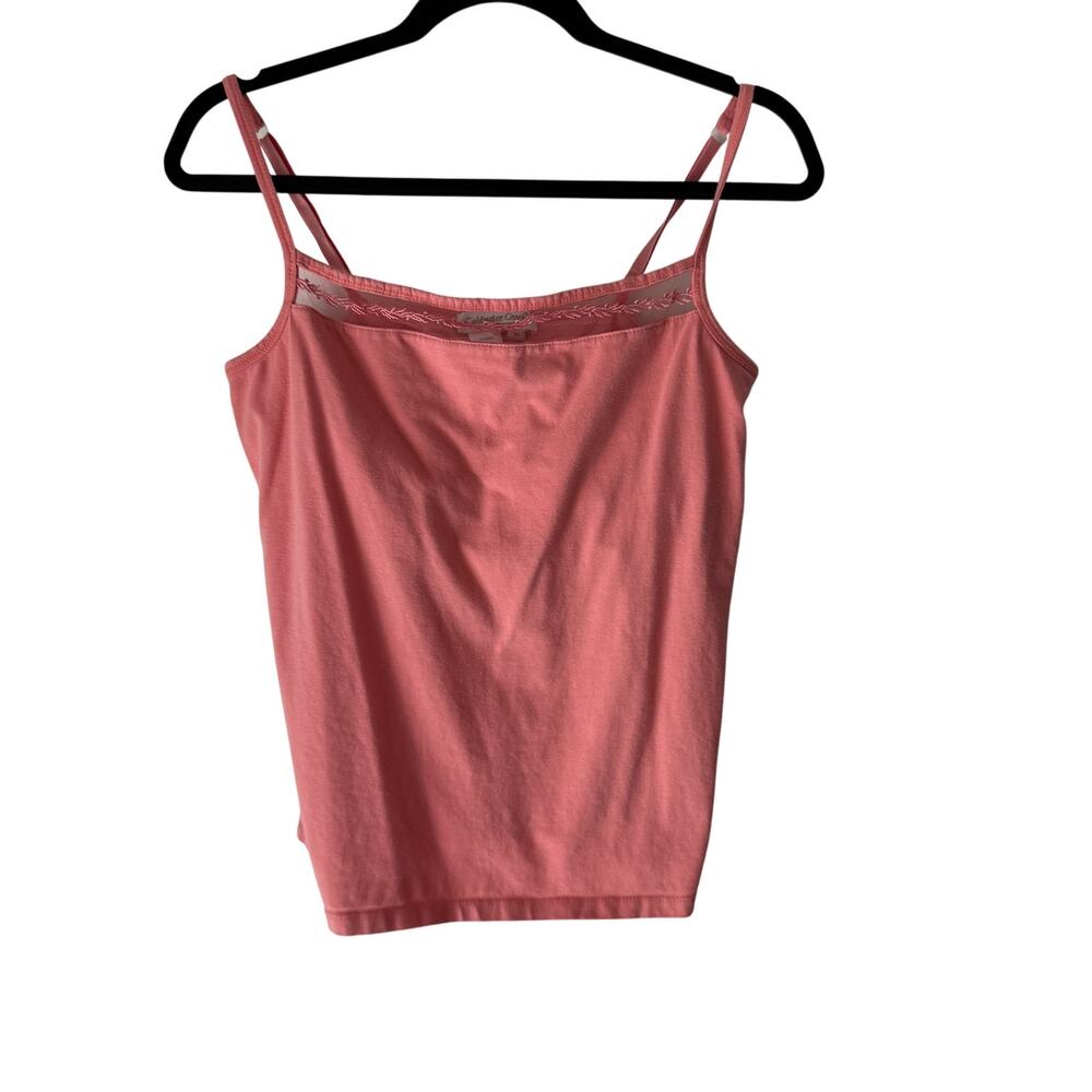 Coldwater Creek Y2k Tank Top Medium Embroidered Mesh Trim Adjustable Straps‎
